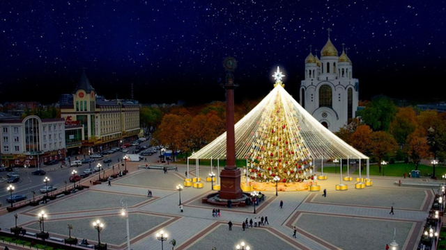 В мэрии Калининграда рассказали, когда на площади Победы поставят новую ёлку с золотым шатром (эскиз)  