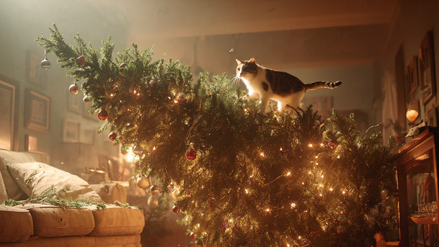 Кошек это отпугивает: ветеринар рассказал, что помешает питомцам запрыгивать на ёлку