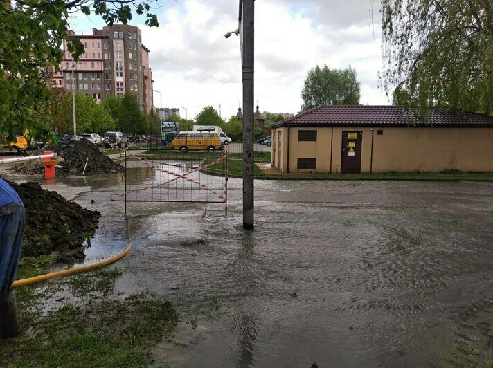 Прокладывали кабель — повредили водопровод: «Водоканал» сообщил о причинах аварии на Артиллерийской  (видео) - Новости Калининграда | Фото: областной «Водоканал»