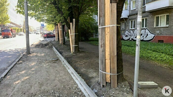 «Проехать можно, а вот пройти...»: калининградцы жалуются, что из-за ремонта тротуара, вынуждены шнырять между машинами и ковшами экскаваторов - Новости Калининграда | Фото: «Клопс»