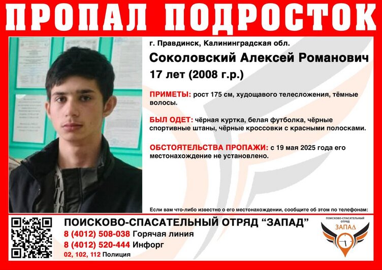 В Правдинске разыскивают четверых подростков, одетых в чёрное  - Новости Калининграда | Фото: КРОО ПСО «Запад» 