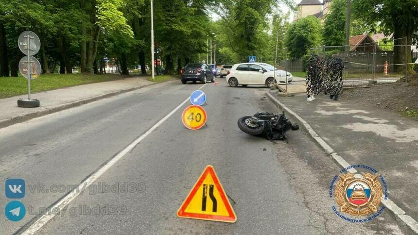 На Орудийной мотоциклист выехал на встречку, где его сбила Toyota   - Новости Калининграда | Фото: Госавтоинспекция Калининградской области