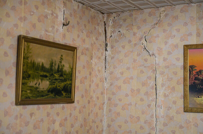 Потолок в жилище Юлии Афониной поддерживает штанга от книжной полки | Фото: Александр Мелехов