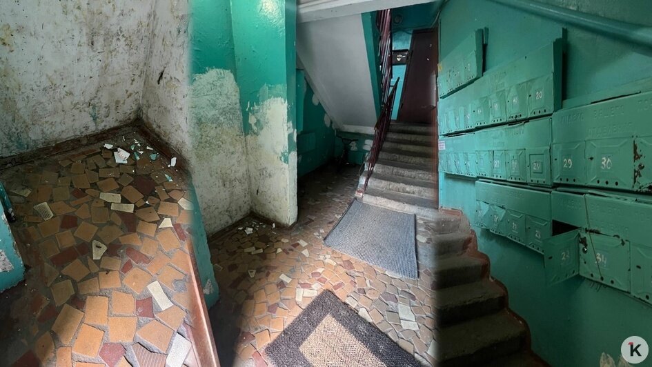 Плачевное состояние подъезда и входной группы на наб. Трибуца, 4 | Фото: Анастасия