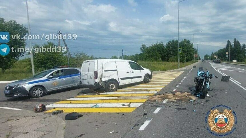 В Гурьевском районе водитель легковушки, поворачивая налево, не пропустил мотоцикл - Новости Калининграда | Фото: Госавтоинспекция Калининградской области