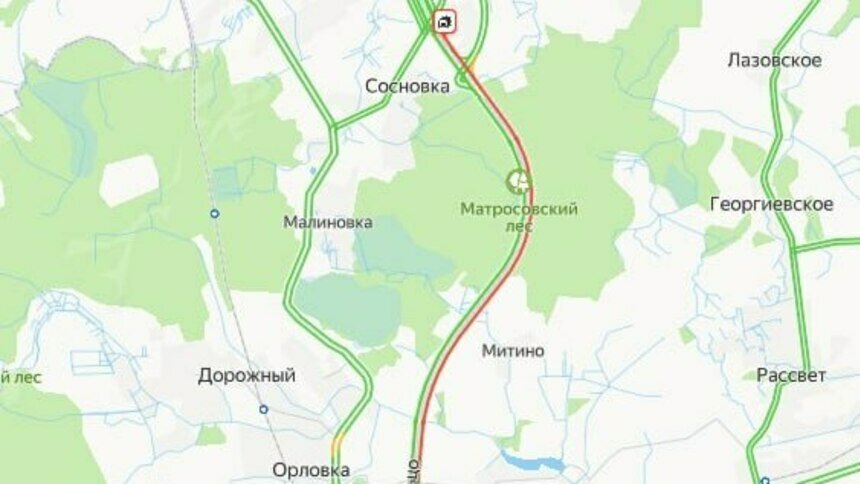 Затор — 7 км: Приморское кольцо встало в огромной пробке из-за четырёх аварий - Новости Калининграда | Скриншот сервиса «Яндекс. Карты»