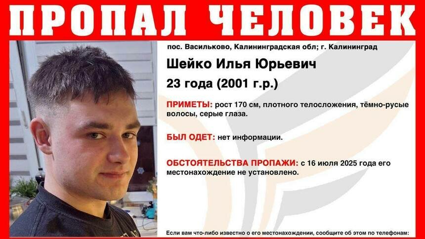 В посёлке Васильково Калининградской области пропал 23-летний парень - Новости Калининграда | Фото: ПСО «Запад»