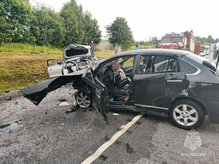 В Неманском районе Nissan выехал на встречную полосу и врезался в Chery (фото, видео) - Новости Калининграда | Фото: ГУ МЧС России По Калининградской области