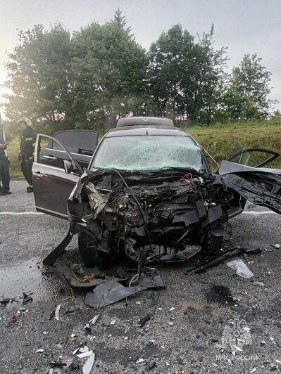 В Неманском районе Nissan выехал на встречную полосу и врезался в Chery (фото, видео) - Новости Калининграда | Фото: ГУ МЧС России По Калининградской области