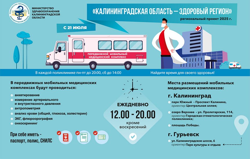 Калининградцам предложили пройти профилактическое обследование и диспансеризацию  - Новости Калининграда | Иллюстрация: правительство Калининградской области 