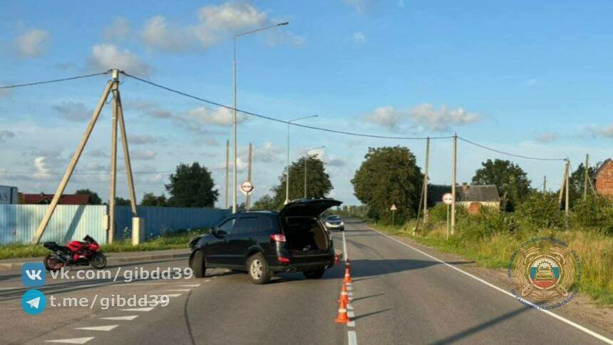 В Полесском районе 55-летний мотоциклист выехал на встречку и врезался в Hyundai - Новости Калининграда | Фото: Госавтоинспекция Калининградской области