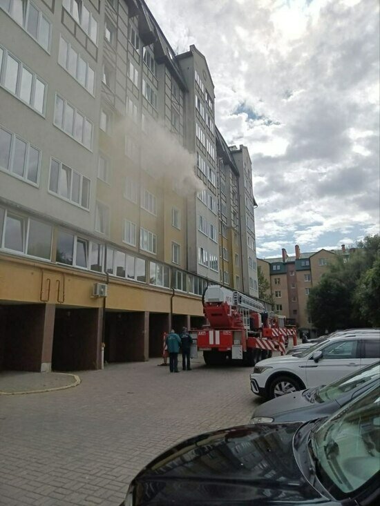 Из окна валит дым: в Калининграде вспыхнул пожар в квартире многоэтажки (фото) - Новости Калининграда | Фото: МЧС региона