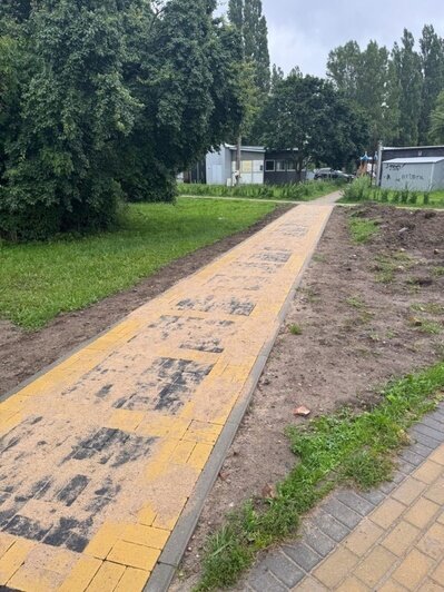 По следам пешеходов: в Зеленоградске проложили тротуары из жёлтого кирпича на месте народных троп (фото) - Новости Калининграда | Фото: пресс-служба администрации Зеленоградска