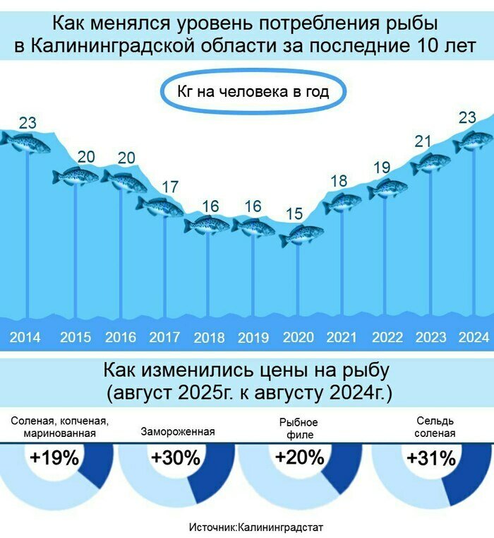 Рыбная отрасль в Калининградской области: меньше улов, выше цены и спрос | Инфографика: Артем Пахоменко