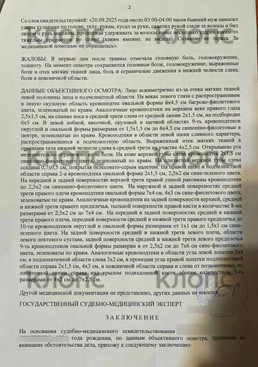 Заключение экспертов о травмах, которые получила женщина во время недавнего избиения в машине | Фото: предоставила Мария