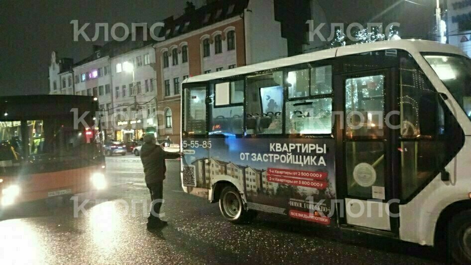 Два стекла навылет: в центре Калининграда «сцепились» два автобуса (фото) - Новости Калининграда | Фото очевидцев