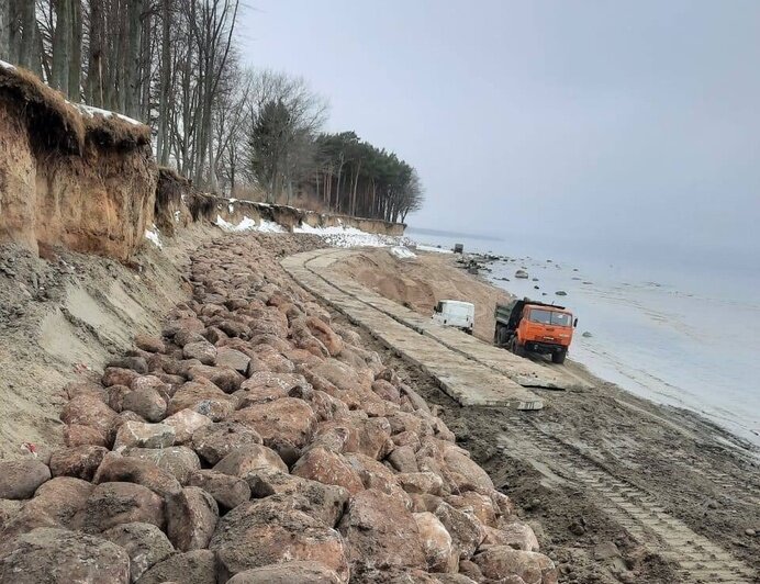 Готово на 94%: в Куликово продолжается второй этап аварийно-восстановительных работ на побережье (фото) - Новости Калининграда | Фото: ГБУ КО «Балтберегозащита»