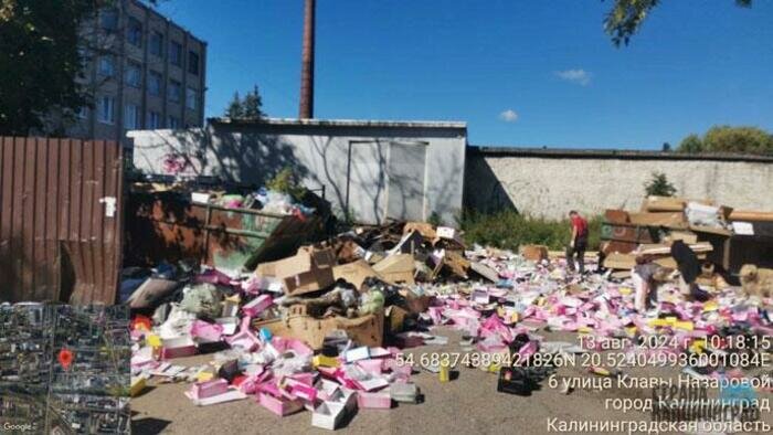 В Калининграде выкинули на помойку огромную партию новых босоножек 