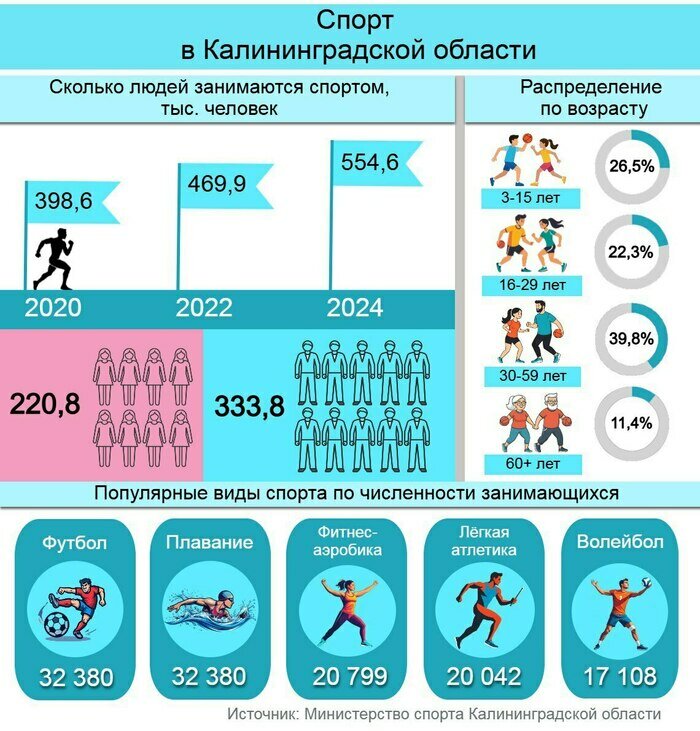 Футбол остаётся спортом №1 в Калининградской области | Инфографика: Артем Пахоменко