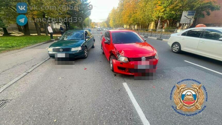 В Калининграде на Советском проспекте столкнулись два автомобиля, пострадал 11-месячный ребёнок - Новости Калининграда | Фото: ГАИ