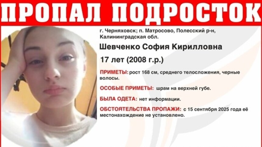 В Калининградской области ищут 17-летнюю девушку со шрамом на верхней губе - Новости Калининграда | Фото: ПСО «Запад»