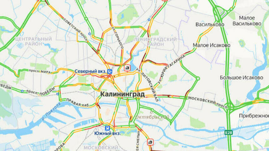 4 ДТП. Карта пробок в Калининграде на утро четверга - Новости Калининграда | Скриншот сервиса «Яндекс. Карты» 4 ДТП. Карта пробок в Калининграде на утро четверга - Новости Калининграда | Скриншот сервиса «Яндекс. Карты»
