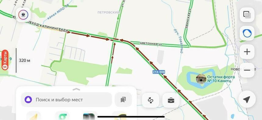 В Калининграде в третий раз перенастроили светофор на оживлённом перекрёстке, окончательно разозлив водителей - Новости Калининграда | Скриншот сервиса "Яндекс.Карты" В Калининграде в третий раз перенастроили светофор на оживлённом перекрёстке, окончательно разозлив водителей - Новости Калининграда | Скриншот сервиса "Яндекс.Карты"