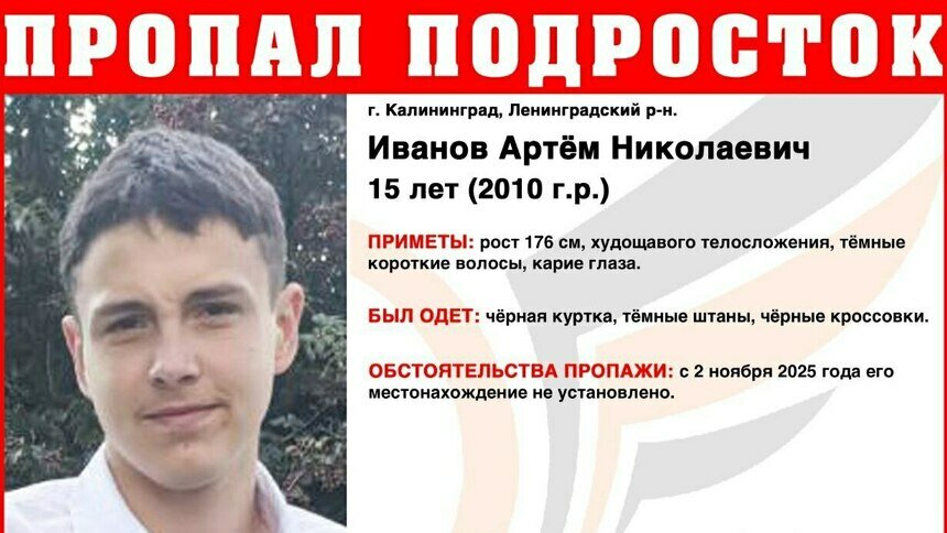 В Калининграде ищут высокого подростка с карими глазами - Новости Калининграда | Фото: ПСО «Запад»