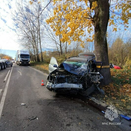 Водителя машины, столкнувшейся под Балтийском с грузовиком, из салона доставали спасатели (фото) - Новости Калининграда | Фото: МЧС региона