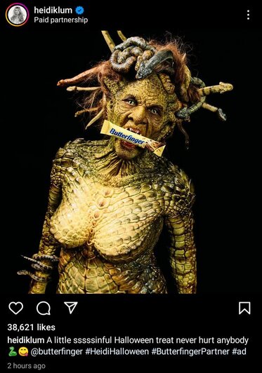 Супермодель Хайди Клум в честь Хэллоуина перевоплотилась в горгону Медузу (фото)  - Новости Калининграда | Фото: скриншот соцсетей Хайди Клум 