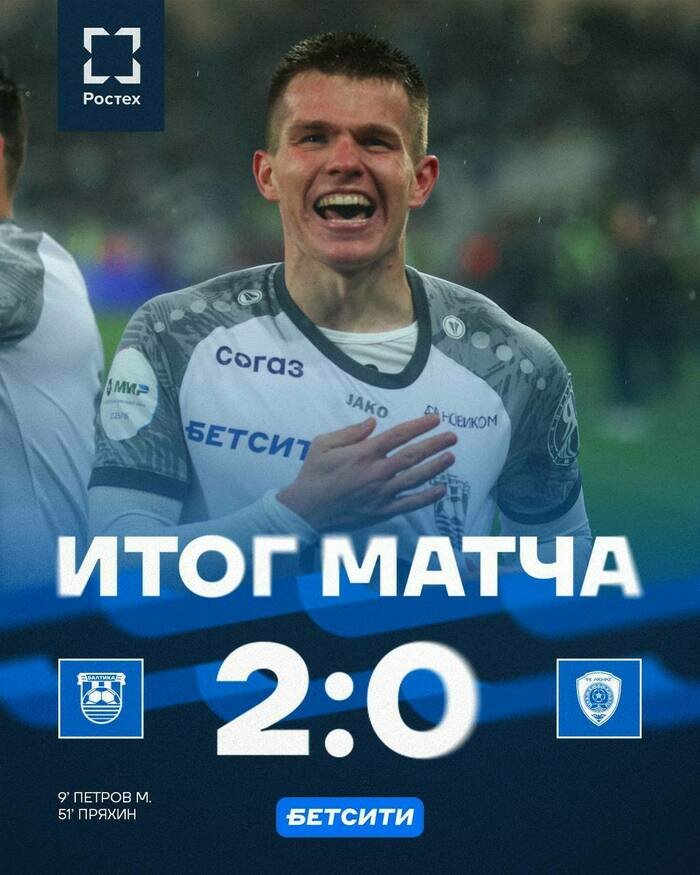 «Балтика» обыграла «Ахмат» и поднялась на четвертое место в турнирной таблице | Фото: ФК &quot;Балтика&quot;