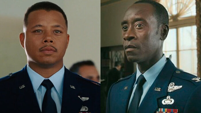 Терренс Ховард / Дон Чидл | Кадры из фильмов «Железный человек» и «Железный человек 2»