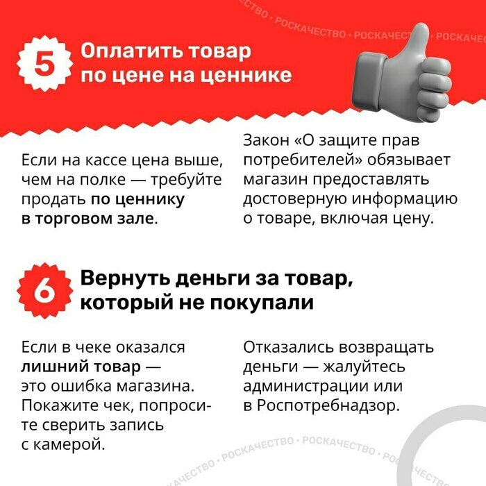 Чек-лист покупателя: что делать, если магазин нарушает ваши права | Инфографика: Роскачество