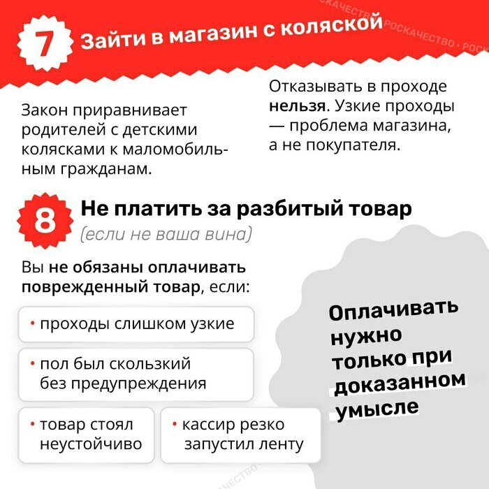 Чек-лист покупателя: что делать, если магазин нарушает ваши права | Инфографика: Роскачество