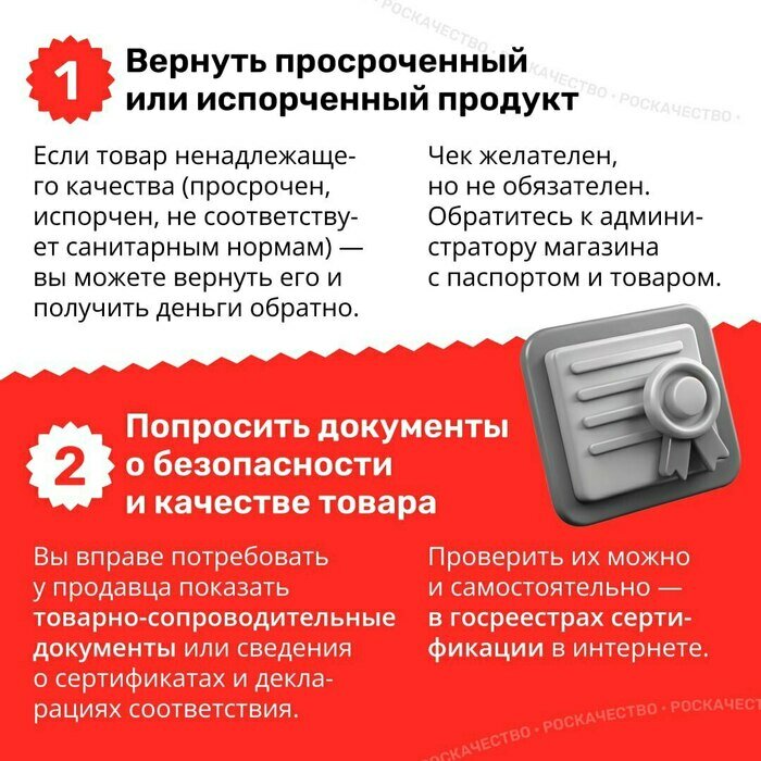 Чек-лист покупателя: что делать, если магазин нарушает ваши права | Инфографика: Роскачество