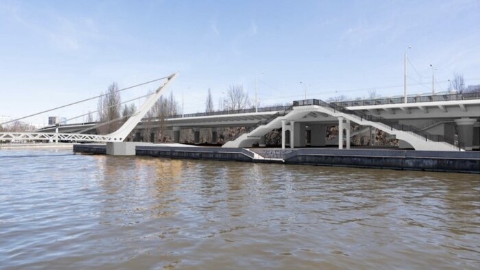 Более современный вариант внешнего вида — уже без мощных арок: они тоже есть, но более лёгкие визуально, как и вся конструкция.  | Фото: презентация «ГорПросвета» 