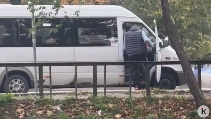 В Калининграде водитель маршрутки справил нужду за остановкой  - Новости Калининграда | Фото читателя