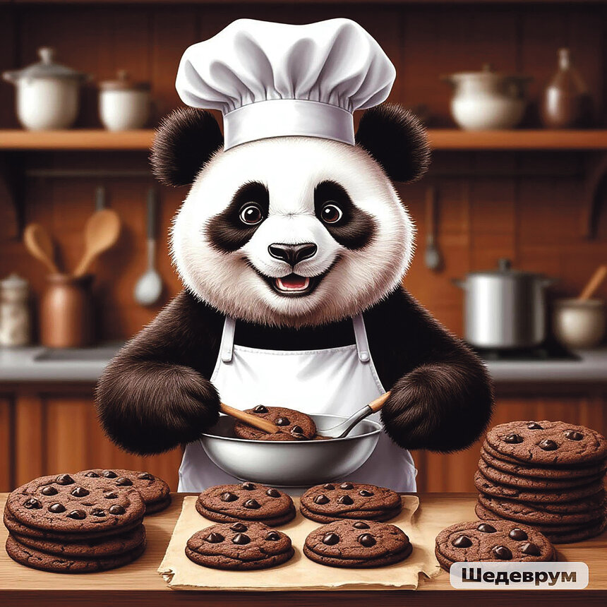 Рецепт для всей семьи: делаем с пандой По шоколадное печенье  | Иллюстрации автора/«Шедеврум» 