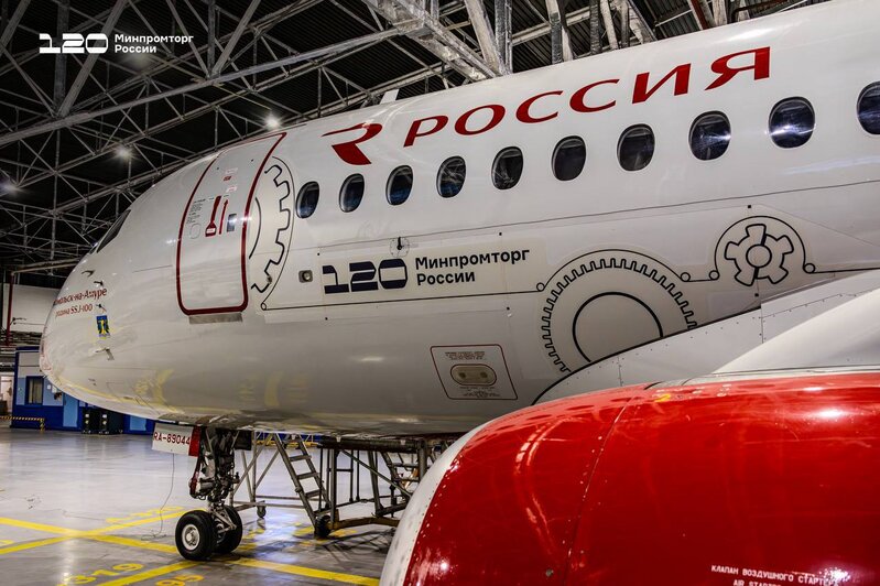 В Калининград прилетел самолёт «России», нарядившийся в честь юбилея Минпромторга (фото, видео) - Новости Калининграда | Фото: Минпромторг РФ