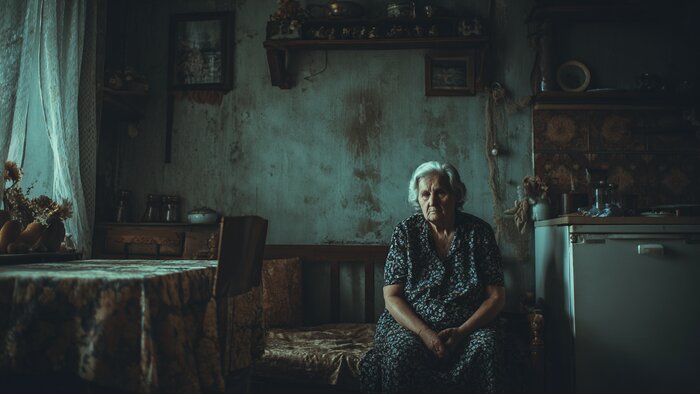 Накидывала простыню и била: калининградка годами истязает и выживает из квартиры 73-летнюю свекровь    - Новости Калининграда | Иллюстрация: Ксения Александрова / Midjourney