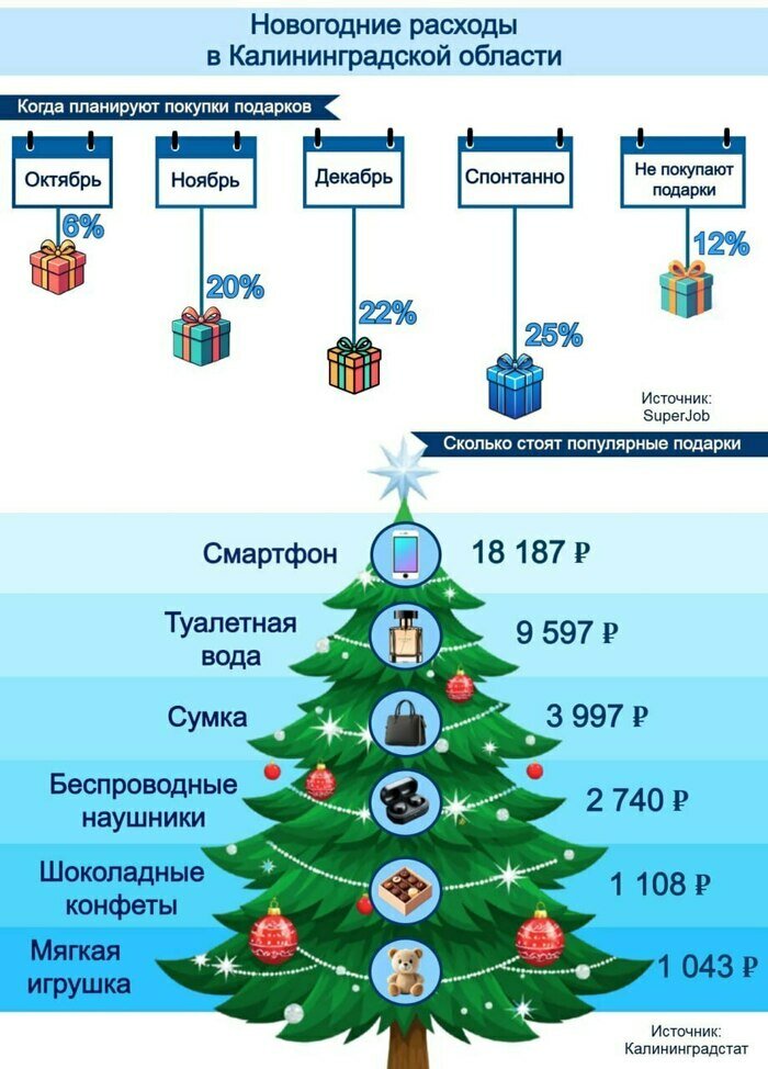Смартфоны — мечта, конфеты — реальность: новогодний шопинг в Калининграде (инфографика) | Инфографика: Артем Пахоменко