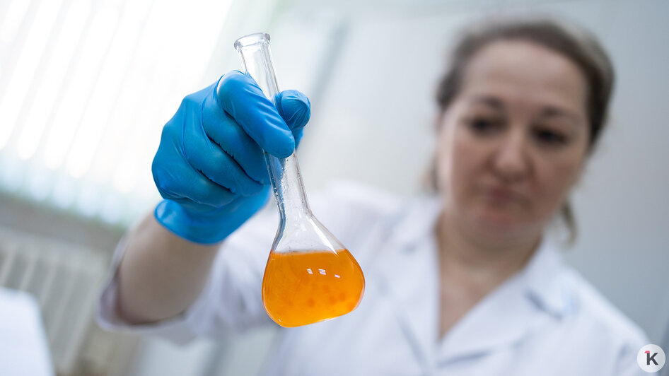 Икру измельчают, чтобы сделать вытяжку, которую и будут исследовать | Фото: Александр Подгорчук / «Клопс»