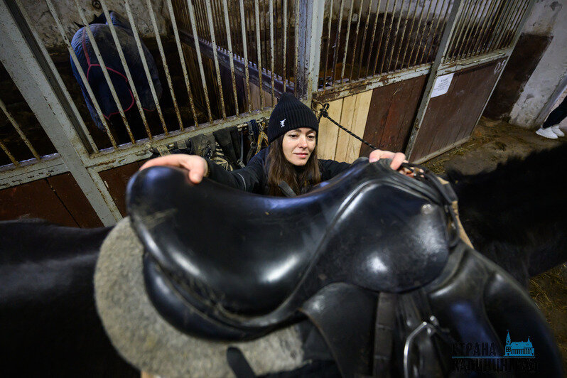 Перед катанием лошадь обязательно нужно почистить и правильно оседлать | Фото: Александр Мелехов