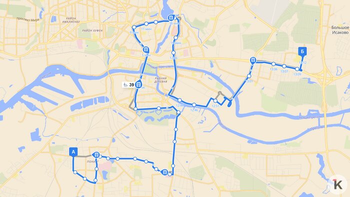 В Калининграде частный перевозчик лишился маршрута, автобусов на линии сразу стало больше - Новости Калининграда | Скриншот сервиса Go2bus