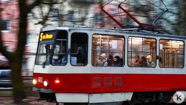 В Калининграде на улице Черняховского сломался трамвай №5 и заблокировал движение другого транспорта