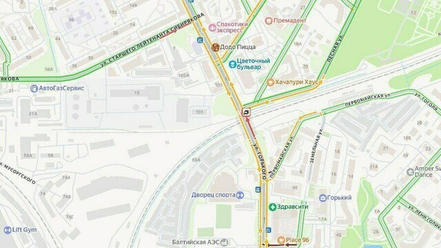 Из-за аварии на улице Горького временно изменена схема движения транспорта