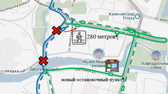 В Калининграде корректируют автобусный маршрут, который пойдёт через Московский (карта)