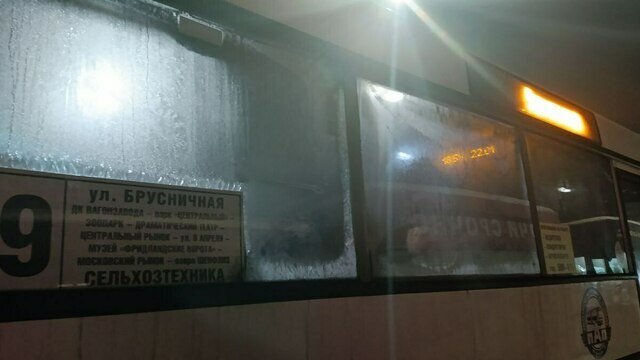 Калининградка пропустила остановку из-за инея на окнах внутри автобуса (видео) 