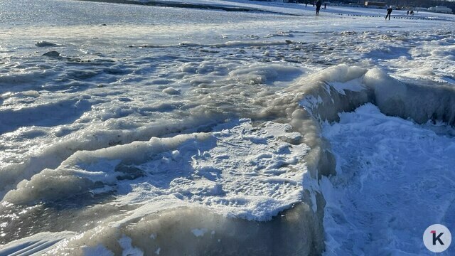 В Пионерском замёрзло море: местные гуляют по льду и говорят, что «море украли» (видео)