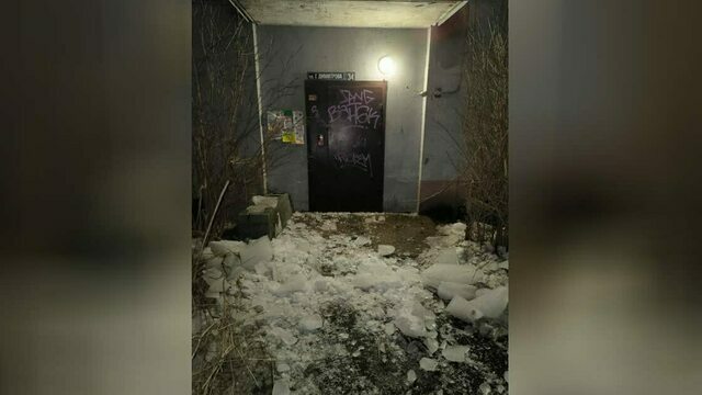 Калининградка чудом уцелела, когда с крыши её пятиэтажки рухнула глыба наледи (видео) 